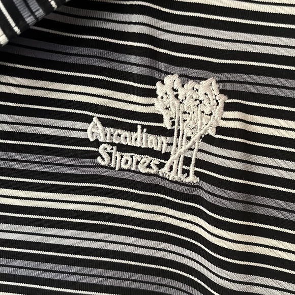 Men’s black/grey/white striped golf shirt - Picture 2 of 5